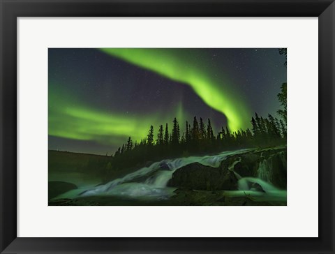 Framed Auroral Curtains Over Ramparts Falls On the Cameron River Print