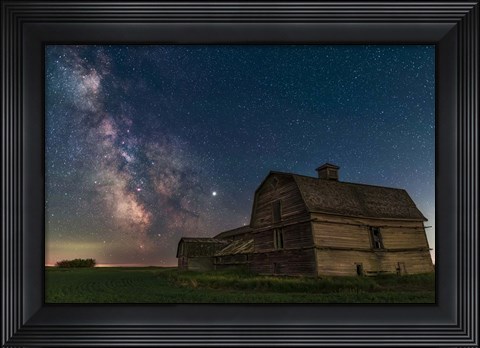 Framed Galactic Centre Area of the Milky Way Behind An Old Barn Print