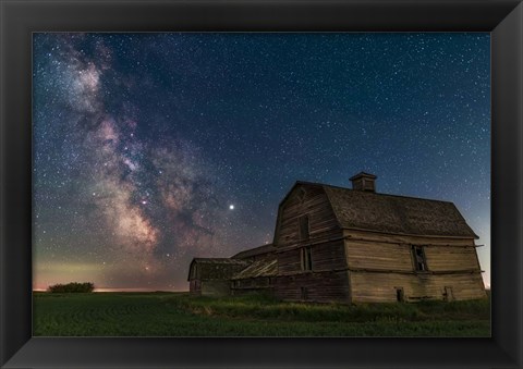 Framed Galactic Centre Area of the Milky Way Behind An Old Barn Print