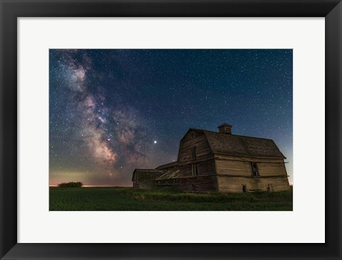 Framed Galactic Centre Area of the Milky Way Behind An Old Barn Print