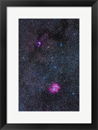 Framed Rosette Nebula and Christmas Tree Cluster in Monoceros Print