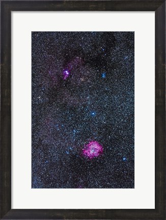 Framed Rosette Nebula and Christmas Tree Cluster in Monoceros Print