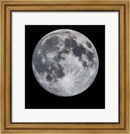 Framed 14 Day Old Moon With South Polar Region Print