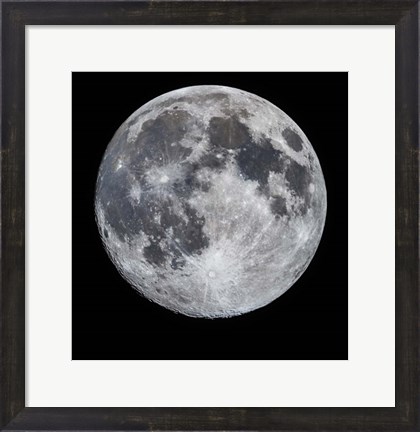 Framed 14 Day Old Moon With South Polar Region Print