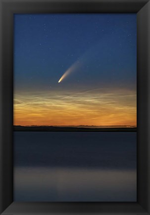 Framed Comet NEOWISE With Noctilucent Clouds Above Deadhorse Lake Print