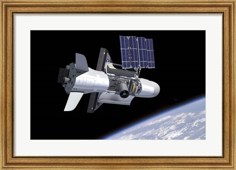 Framed Artist&#39;s Concept of the NASA X-37B Spacecraft in Orbit Print
