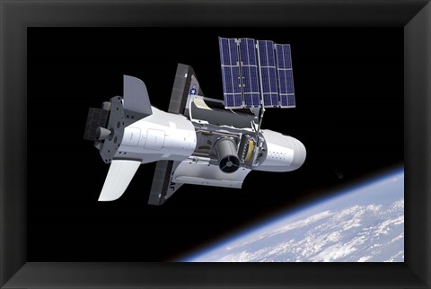 Framed Artist&#39;s Concept of the NASA X-37B Spacecraft in Orbit Print