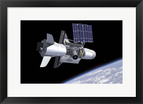 Framed Artist&#39;s Concept of the NASA X-37B Spacecraft in Orbit Print