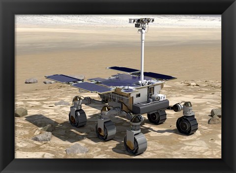 Framed Artist&#39;s Concept of the Rosalind Franklin Exomars Rover On a Mars Landscape Print