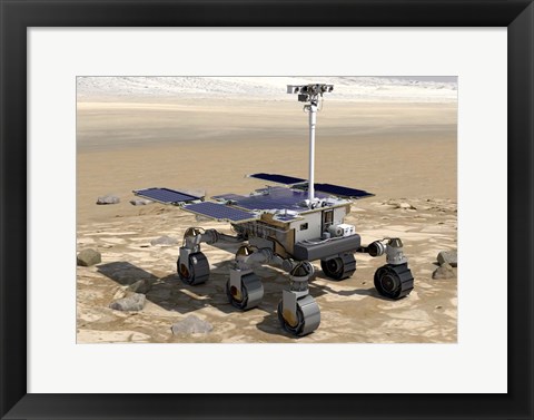 Framed Artist&#39;s Concept of the Rosalind Franklin Exomars Rover On a Mars Landscape Print