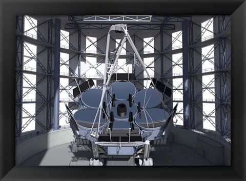 Framed Giant Magellan Telescope, Front View With Enclosure Print