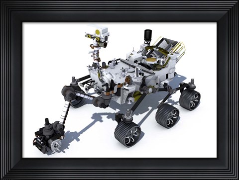 Framed Perseverance Mars Rover On White Background Print