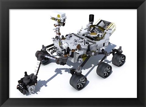 Framed Perseverance Mars Rover On White Background Print