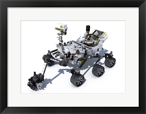 Framed Perseverance Mars Rover On White Background Print