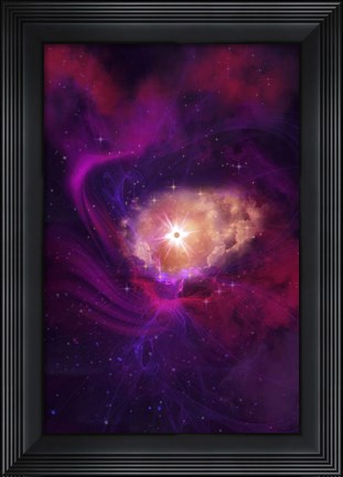 Framed Purple and Red Molecular Clouds Surround a Large Star Nebula Print
