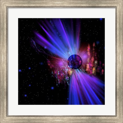 Framed This Dense Star Throws Out Enormous Rays of Plasma Flare in a Far Off Galaxy Print