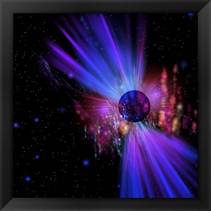 Framed This Dense Star Throws Out Enormous Rays of Plasma Flare in a Far Off Galaxy Print