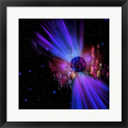 Framed This Dense Star Throws Out Enormous Rays of Plasma Flare in a Far Off Galaxy Print