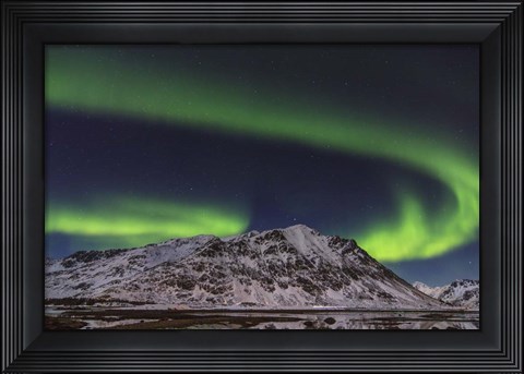 Framed Northern Lights Over Stamsund Fjord, Norway Print