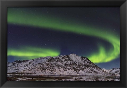 Framed Northern Lights Over Stamsund Fjord, Norway Print