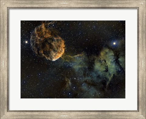 Framed Jellyfish Nebula, a Supernova Remnant in Gemini Print
