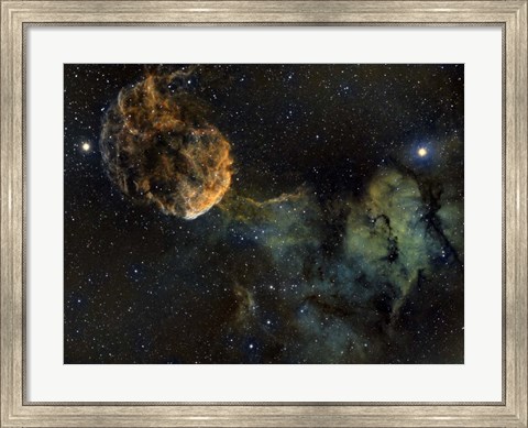 Framed Jellyfish Nebula, a Supernova Remnant in Gemini Print
