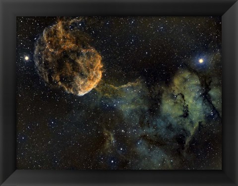 Framed Jellyfish Nebula, a Supernova Remnant in Gemini Print