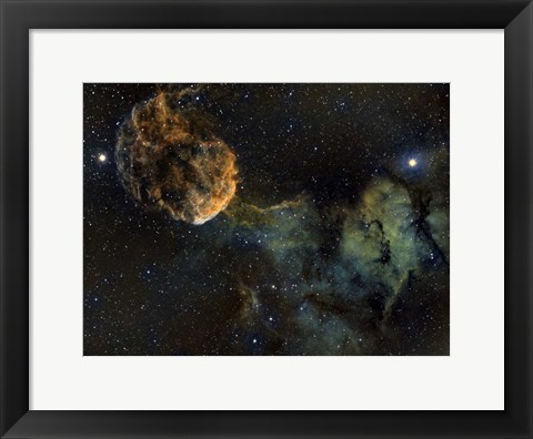 Framed Jellyfish Nebula, a Supernova Remnant in Gemini Print