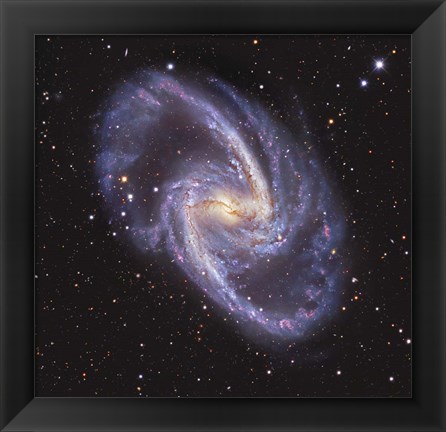 Framed NGC 1365, Double-Barred Spiral Galaxy in the Constellation Fornax Print