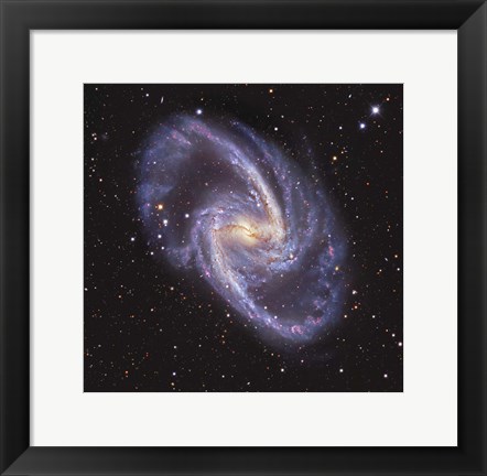 Framed NGC 1365, Double-Barred Spiral Galaxy in the Constellation Fornax Print