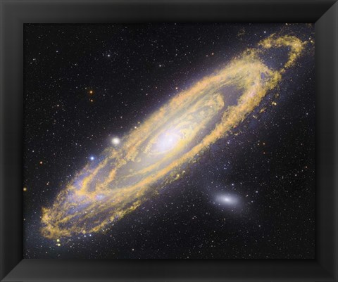 Framed Visible Light-Infrared Composite of Messier 31, the Andromeda Galaxy Print
