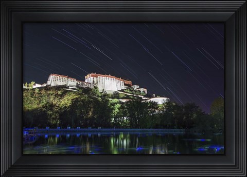 Framed Star Trails Above the Potala Palace, a World Heritage Site in Tibet, China Print