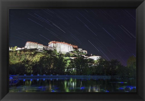 Framed Star Trails Above the Potala Palace, a World Heritage Site in Tibet, China Print