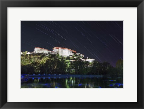 Framed Star Trails Above the Potala Palace, a World Heritage Site in Tibet, China Print