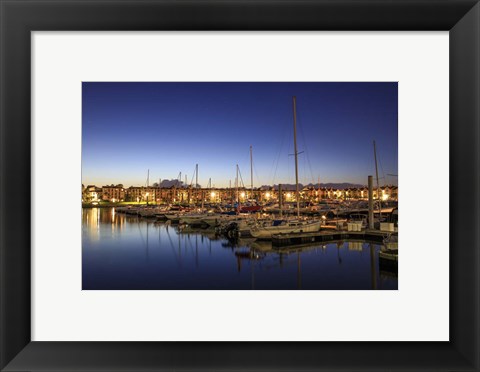 Framed Morning Twilight Paints the Sky Into Blue Above a Lake in Houston, Texas Print