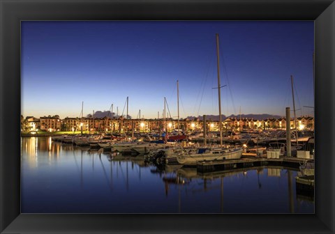 Framed Morning Twilight Paints the Sky Into Blue Above a Lake in Houston, Texas Print