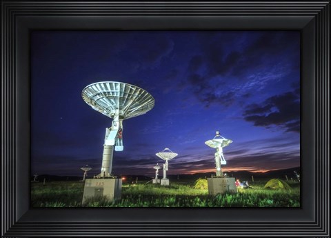 Framed Evening Twilight Paints the Sky Into Blue, Inner Mongolia, China Print