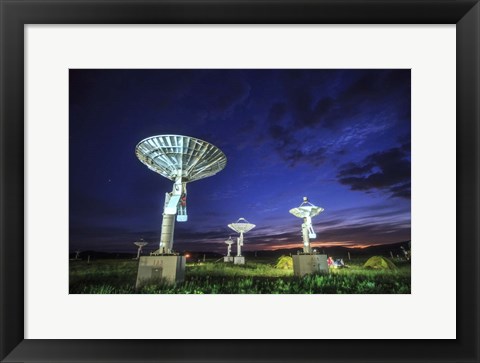 Framed Evening Twilight Paints the Sky Into Blue, Inner Mongolia, China Print