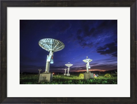 Framed Evening Twilight Paints the Sky Into Blue, Inner Mongolia, China Print