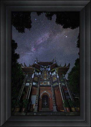 Framed Milky Way Appears Above An Ancient Temple Print