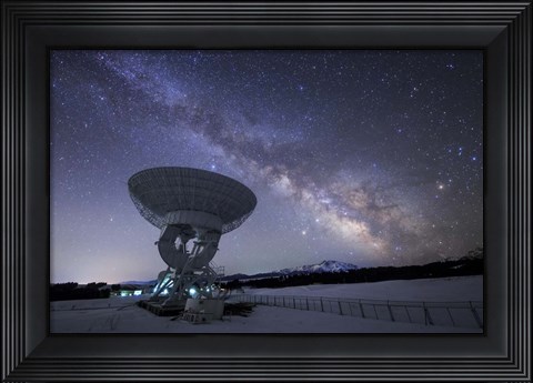 Framed Milky Way Rises Above a Radio Telescope at the Nanshan Observatory, China Print