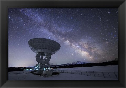 Framed Milky Way Rises Above a Radio Telescope at the Nanshan Observatory, China Print