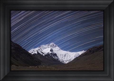 Framed Star Trails Above the Highest Peak and Sheer North Face of the Himalayan Mountains Print