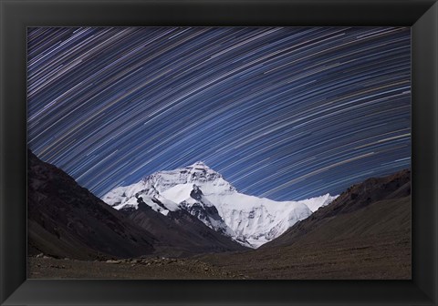 Framed Star Trails Above the Highest Peak and Sheer North Face of the Himalayan Mountains Print