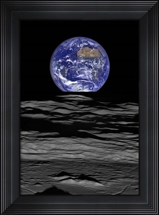 Framed Earth Rise As Seen From the Edge of the Compton Crater On the Moon Print