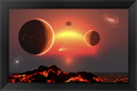 Framed Red Giant Star and Its System of Planets Print