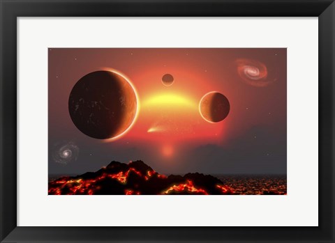 Framed Red Giant Star and Its System of Planets Print