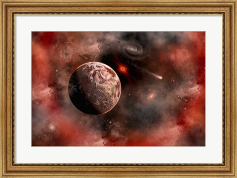 Framed Alien Exoplanet Orbiting Its Distant Sun 1 Print