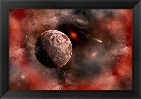 Framed Alien Exoplanet Orbiting Its Distant Sun 1 Print