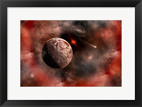 Framed Alien Exoplanet Orbiting Its Distant Sun 1 Print